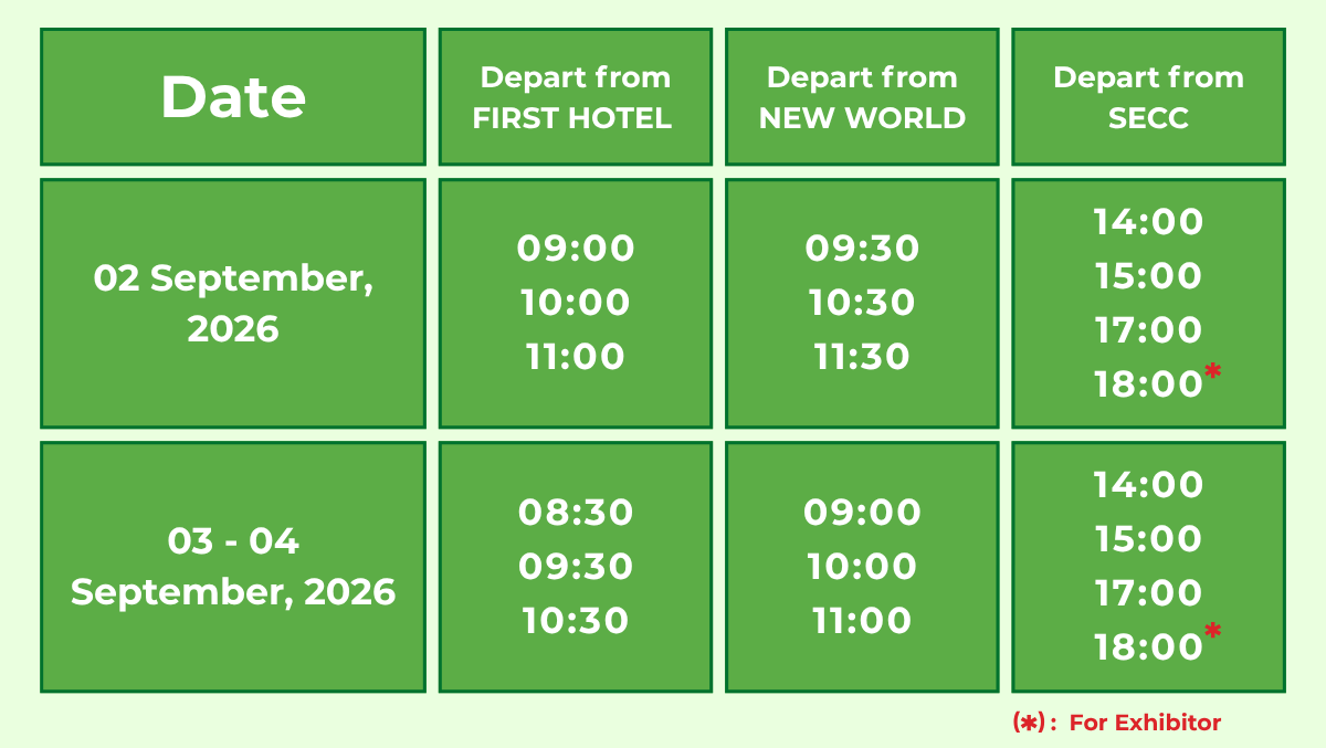 VIFA ASEAN 2026 - Shuttle Bus Schedule